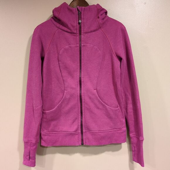 Lululemon Size 6 Scuba Full Zip Hoodie Fuschia Pink Purple Gym Yoga Athleisure - Picture 1 of 12